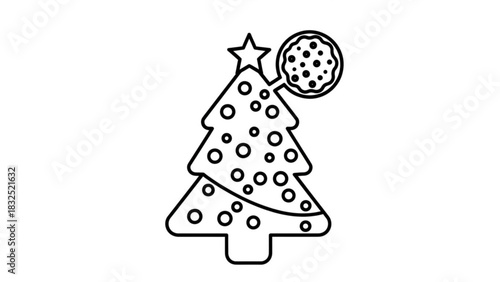 Whimsical christmas tree decorated with pizza slices as ornaments and a star topper