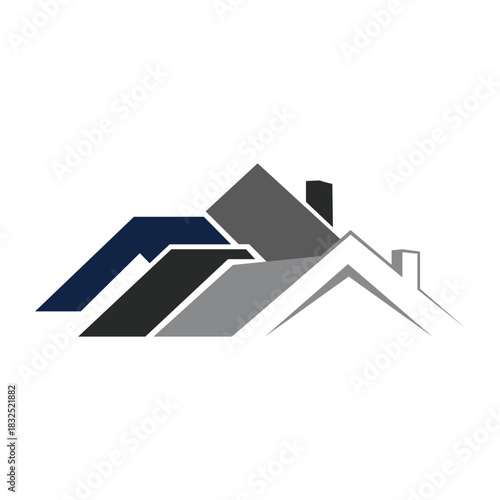 Abstract Modern Home Rooftops Real Estate Property Development Symbol