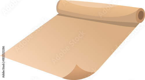 Rolled Parchment Scroll Illustration for Ancient Documents and Maps.