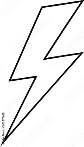 Thin black outline lightning bolt vector graphic thunder