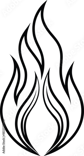Flame line art vector minimal thin black outline fire 2