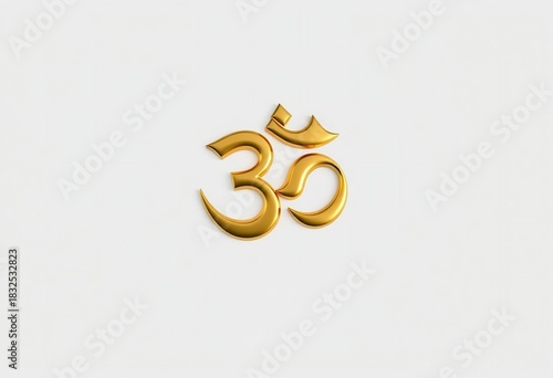 Gold Hindu Om symbol vector illustration art design on red wall decoration pattern