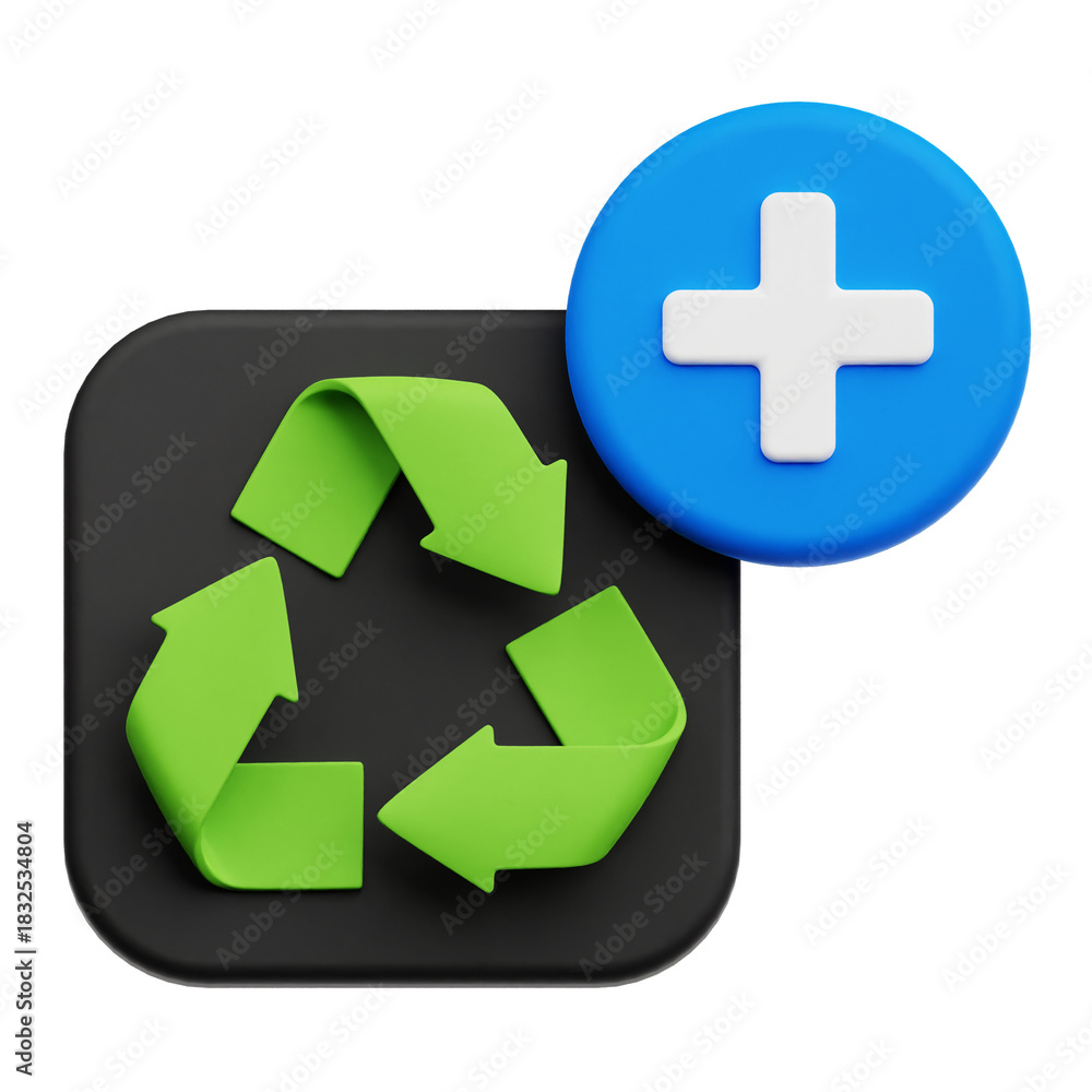 Obraz premium Add Recycle 3D Icon Isolated On The Transparent Background