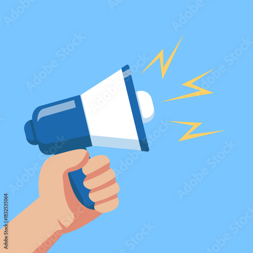 Hand Holding Megaphone Announcement Vector Illustration
