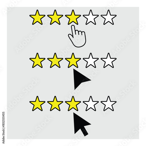 star rating icon with click symbol