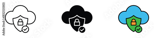 Cloud Security icon vector. safety, security, and privacy, digital cloud computing services symbol. vector illustration.