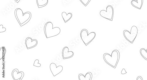 Delicate Hand-Drawn Heart Pattern Featuring Simple Line Art for Romantic and Love-Themed Designs