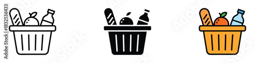 Grocery Items icon vector. healthy lifestyle and convenient shopping symbol. vector illustration.