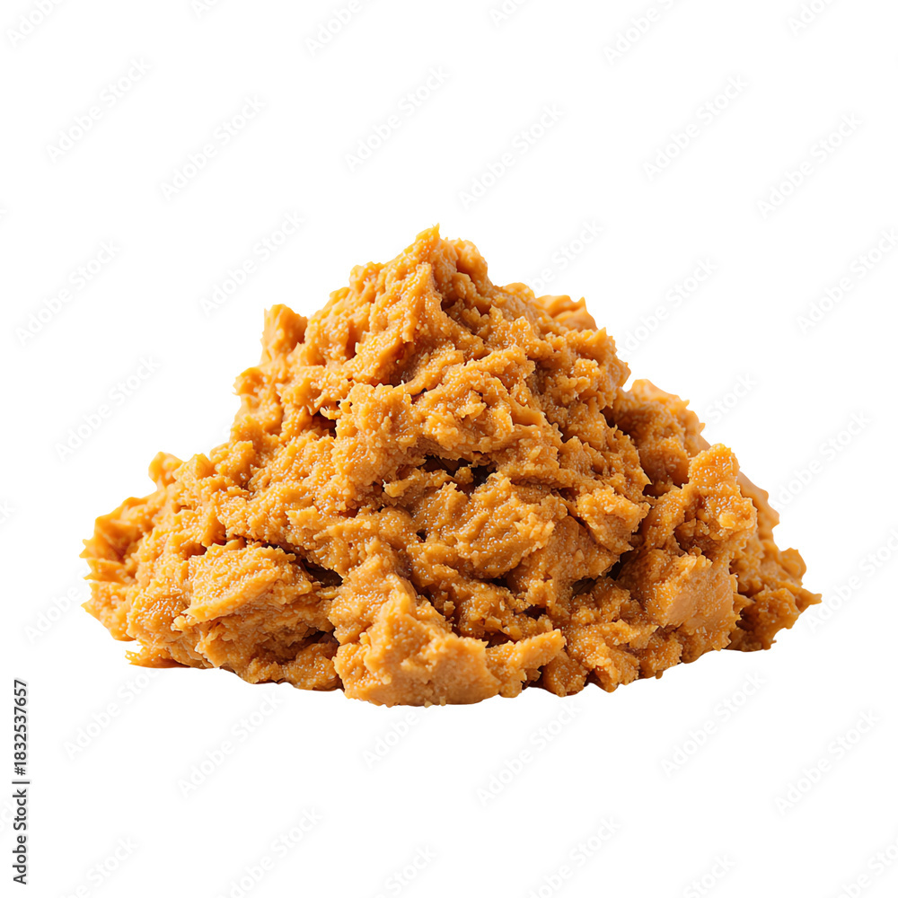 Fototapeta premium Creamy peanut butter heap on a white isolated background.