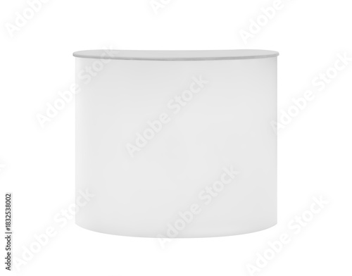 Empty White prefabricated curved counter mock up for trade show or exhibition isolated on white background