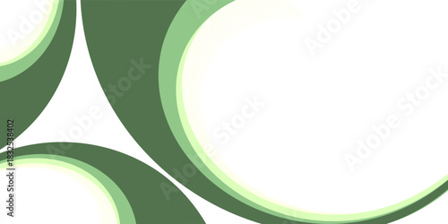 Abstract White and Green wave wide background banner modern arts green and white
