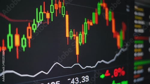 Dynamic Digital Stock Market Candlestick Chart Displaying Financial Data