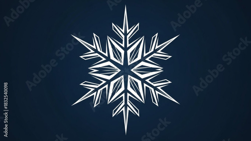 Stylized white snowflake icon on a deep blue background, representing winter, frost, christmas, and icy conditions with geometric precision.