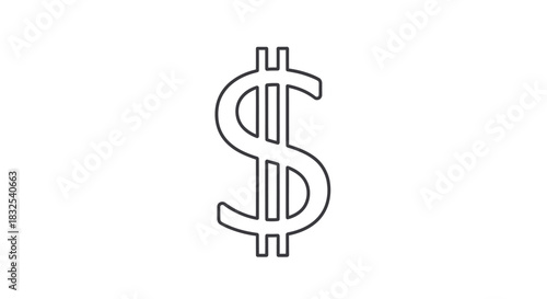 Minimalist line art dollar sign icon representing finance and currency symbols