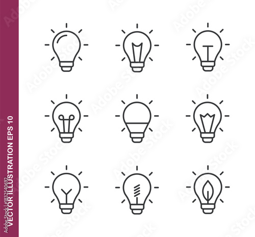 Light bulb line icons - Mini collection and editable stroke series icon