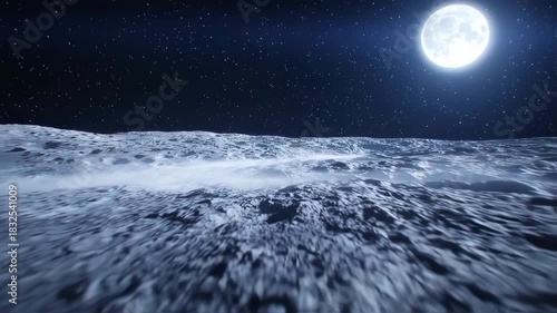 Ethereal lunar surface with glowing moon and stars for space exploration concepts
