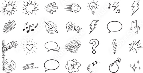 set of hand drawn icons