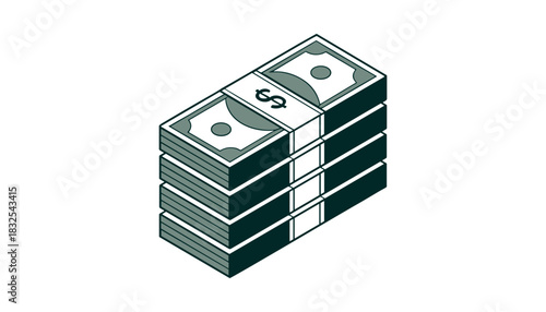 Stack of U S Dollar Bills with Dollar Sign Graphic money currency