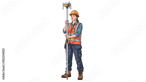 Professional surveyor using advanced equipment for precise land measurement and mapping