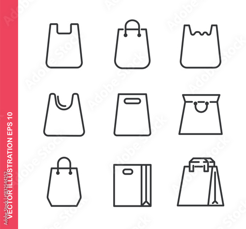 Shopping bag icon. Outline icons collection. Editable stroke.