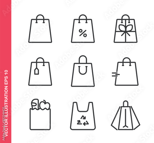 Shopping bag icon. Outline icons collection. Editable stroke.