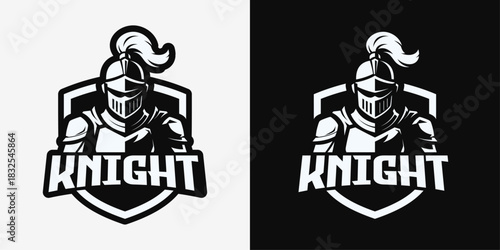 Armored Knight Mascot Logo with Shield Emblem