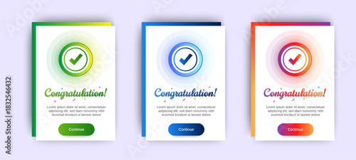 congratulations pop up banner with flat design on white background. Professional web design, full set of elements. User-friendly design materials.	
