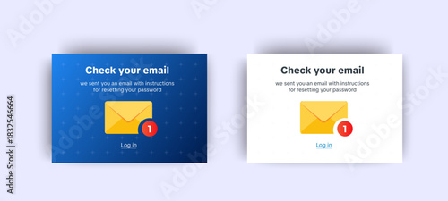 Set of Confirmation Email pop up notifications templates design. vector
