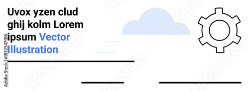 Minimal design featuring a cloud and gear icon next to editable text blocks. Ideal for technology, innovation, data systems, cloud computing, automation, tech services, and simple landing page