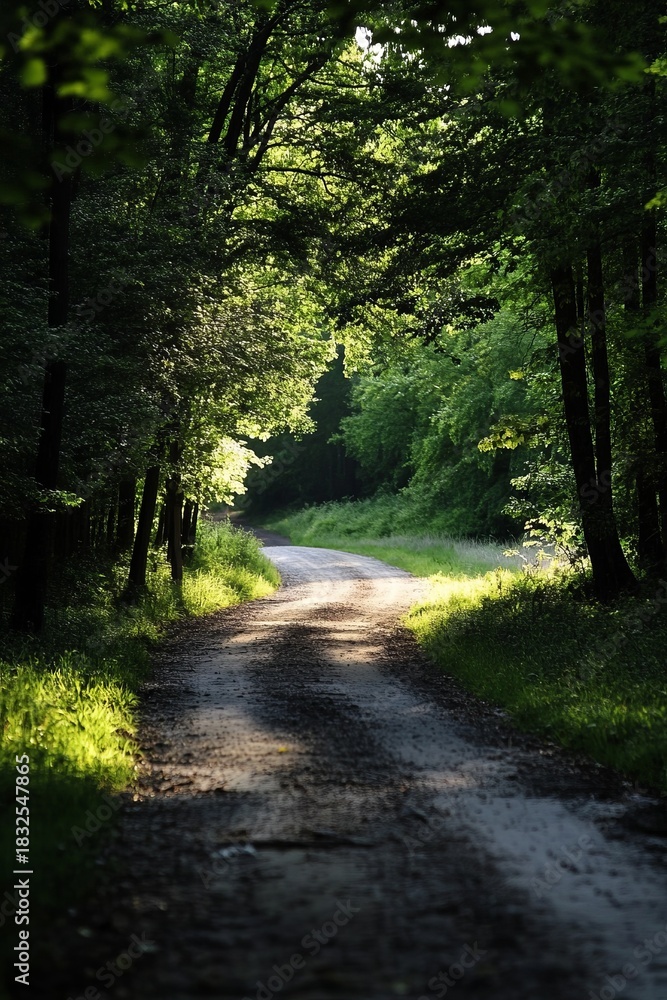 Naklejka premium Sunlight-drenched forest path