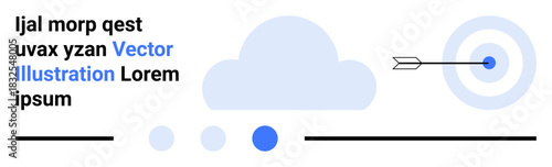 Cloud, arrow hitting a target, and abstract shapes evoke innovation, precision, and goal-oriented planning. Ideal for teamwork, success, strategy, focus planning innovation simple landing page