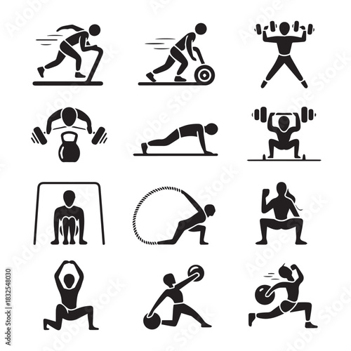 Various fitness exercises illustrated