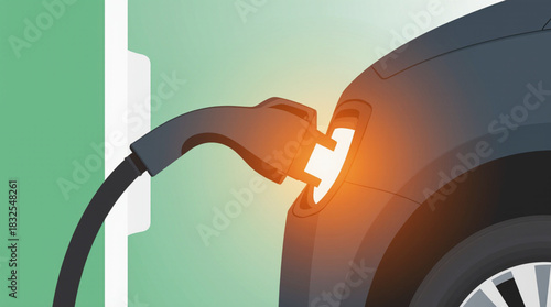 Electric car charging connector engaged with vehicle port