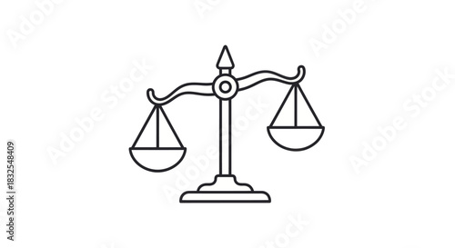  minimalist line drawing of balanced scales representing justice and fairness in society