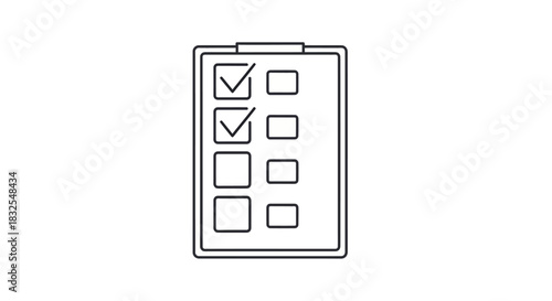 Minimalist Line Drawing of a Checklist on a Clipboard for Task Management