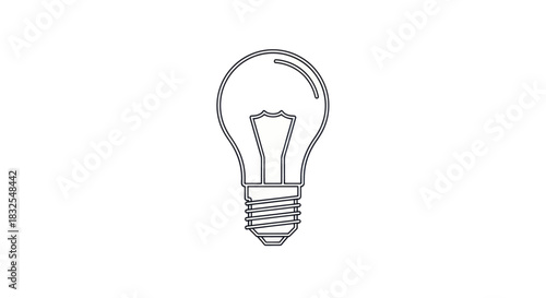 Minimalist Line Drawing of a Classic Light Bulb for Creative and Industrial Themes