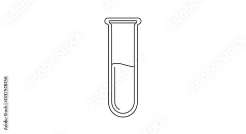 Minimalist Line Drawing of a Test Tube Filled with Liquid for Laboratory or Scientific Use