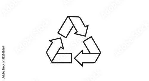 Minimalist black outline recycling symbol representing sustainability and environmental conscious