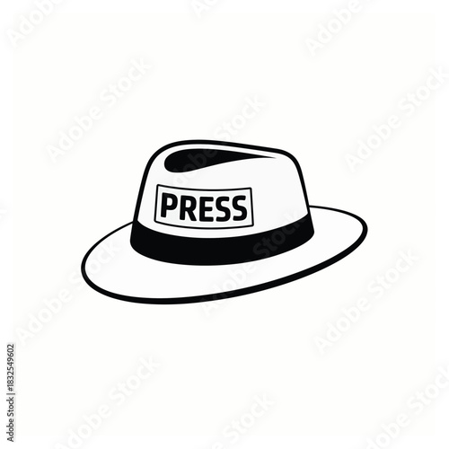 Vintage fedora hat with press badge symbolizing journalism