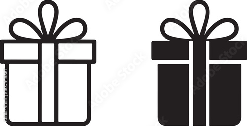 Gift Box Icons for Celebration and Special Occasions Presenting Holiday Presents Line and Solid Style