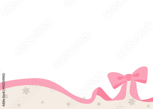 リボンのデコレーションフレーム、背景、雪の装飾