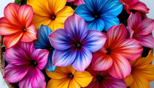 Vibrant Artistic Flowers Against Simple