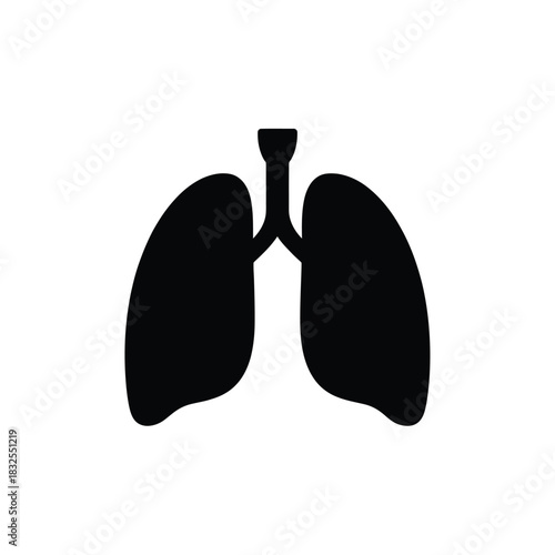 Black silhouette of human lungs on white background