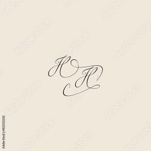 minimalist style curve monogram elegant concept logo letter initial royal design HH