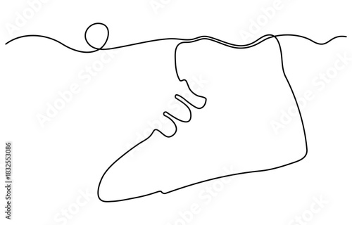 Minimalist shoes outline created with single continuous line drawing design. one line Icon drawing with white background