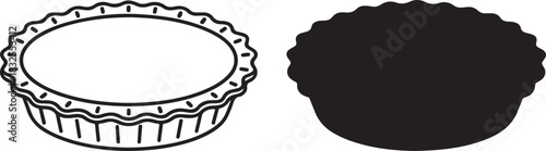Pie Crust Vector Line Art and Silhouette Illustration for Baking Designs