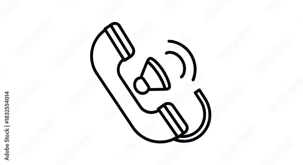 Obraz premium Minimalistic Line Art Illustration of a Classic Telephone Receiver with Sound Waves