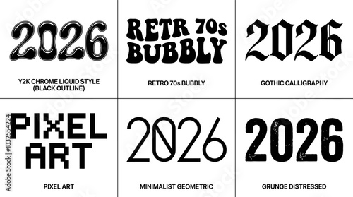 2026 Typography Style Collection Retro Grunge Futuristic