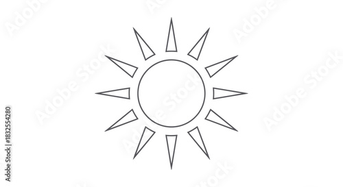 Minimalist Sun Icon with Radiating Lines Symbolizing Brightness and Energy