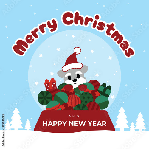 Cute Schnauzer Dog Snow Globe Card